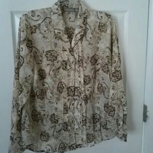 CROFT & BARROW Long sleeve top Brown & cream Lg